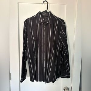 INC International Concepts Black Shirt with White Stripes